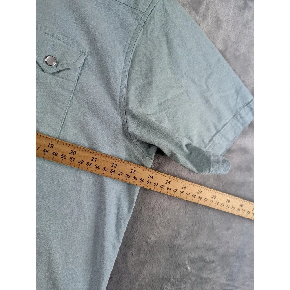 Howler Bros Crosscut Deluxe Shirt Men Large Blue Palm Western Pearl Snap READ